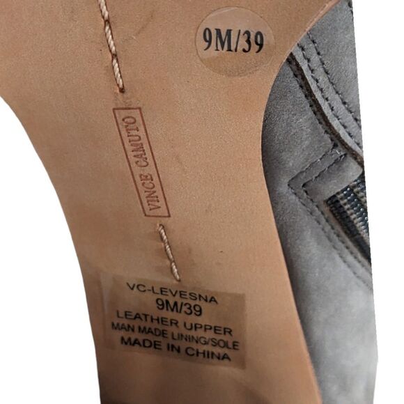 NWOT Vince Camuto Levesna Grey Suede Leather Cut Out Block Heel Boots Size 9M - Picture 11 of 11